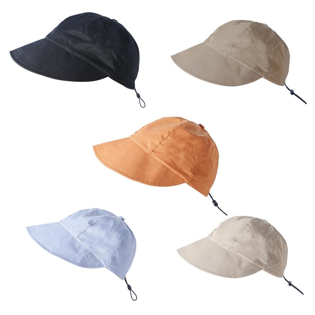 Adjustable Drawstring Wide Brim Hat Summer Sun Hat Solid Color Fisherman Hat for Adult Teens Skin-friendly Outdoor Hat