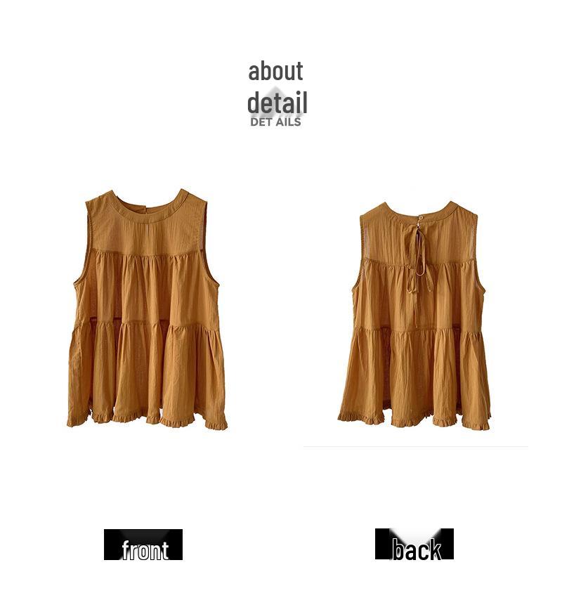 Orange Zhi 2025 Spring/Summer Women's Loose Slimming Babydoll Sleeveless Shirt