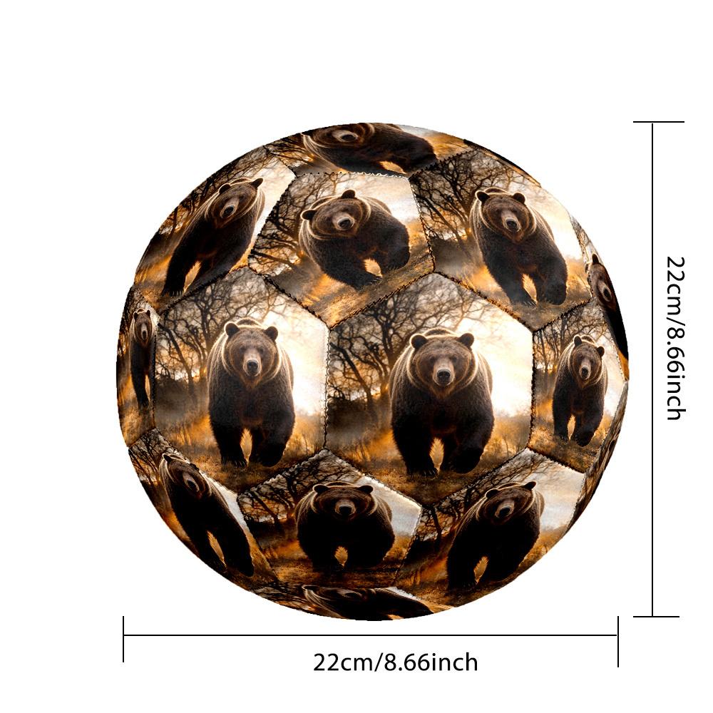 1pc Wild Bear Encounter Theme Soccer Ball Football, Size 5, Lightweight PVC, Outdoor Training Soccer Ball,Gift C6510