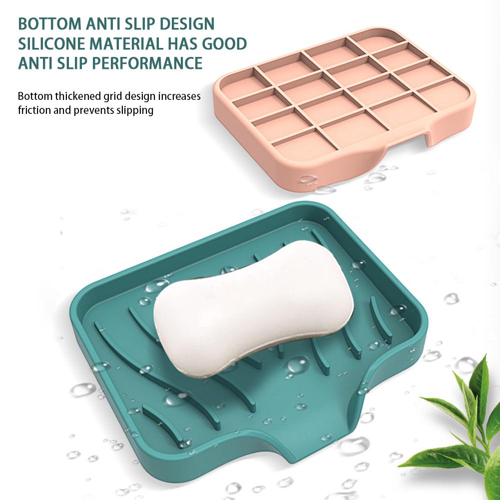 1PCS Silicone Drain Soap Dish Portable Self Draining Soap Box Kitchen Anti-slip Sink Soap Tray Sponge Drain Bathroom Soap Holder