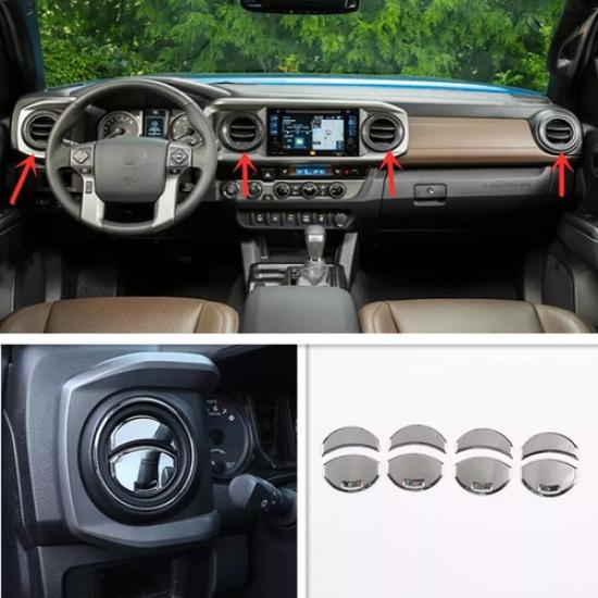 For Toyota Tacoma 2016- Car Dashboard Air Vent Cover Trim ABS Chrome 8pcs
