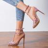 Summer New Thin Strap Foot Ring Buckle Round Head Thin Heel High Heel Sandals Women's Sexy Fashion Sandals