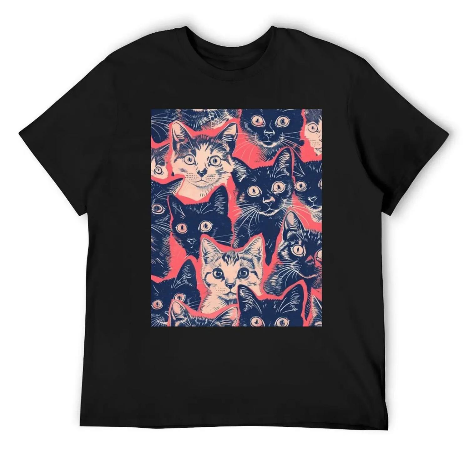 

Adorable Vintage Graphic Cute Cat Pattern Art T-Shirt customs design your own customs men clothing XXXXXL різнокольоровий