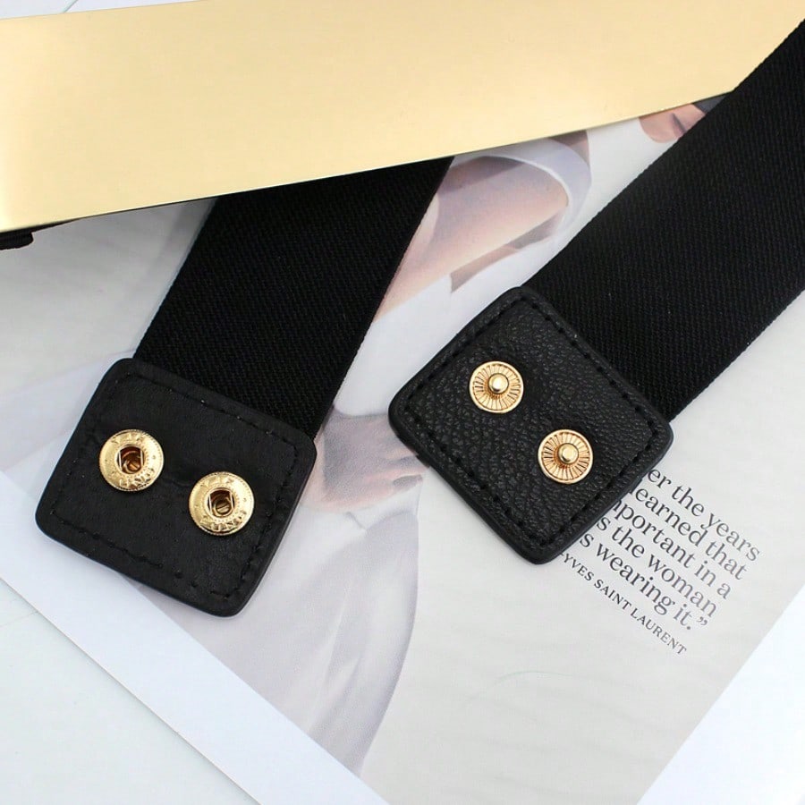 Versatile Waist Cinching Elastic Waistband With Metal And Iron Sheet For A Stylish Look, Paired With A Dress And Elastic Waistband For Women