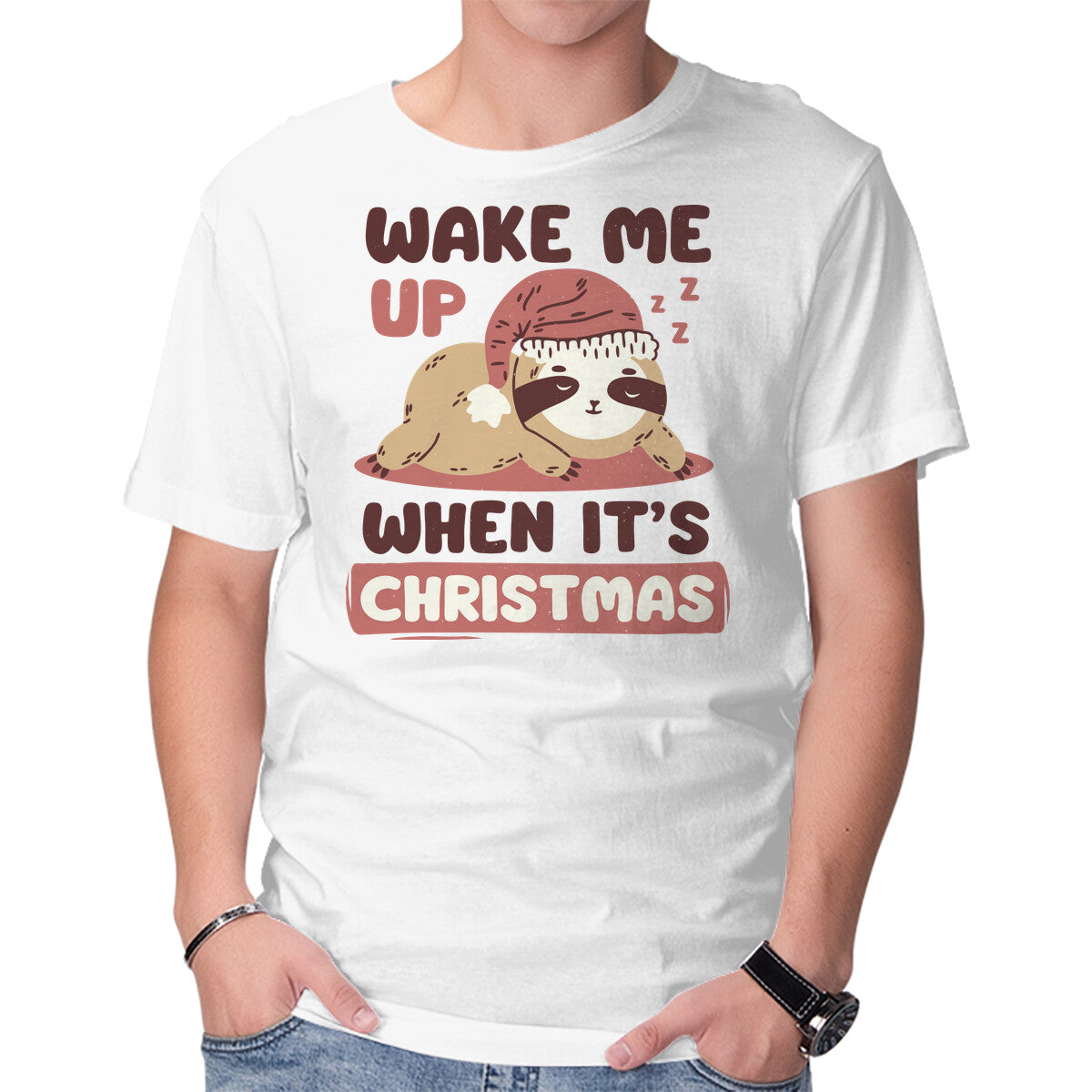 Unisex Crew Neck T-Shirt Wake Me Up When It s Christmas Graphic Short Sleeve Casual Tee XS