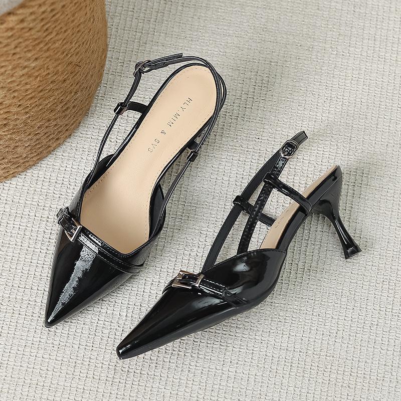 Spring and Summer Pointed Toe Thick Heels Fashionable Women's Shoes French Fairy Style Workplace Versatile High Heels
