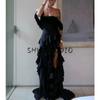 Summer New Sexy Style off-Shoulder Short Sleeve Ruffles Dress Irregular High Waist Long Braces Dress