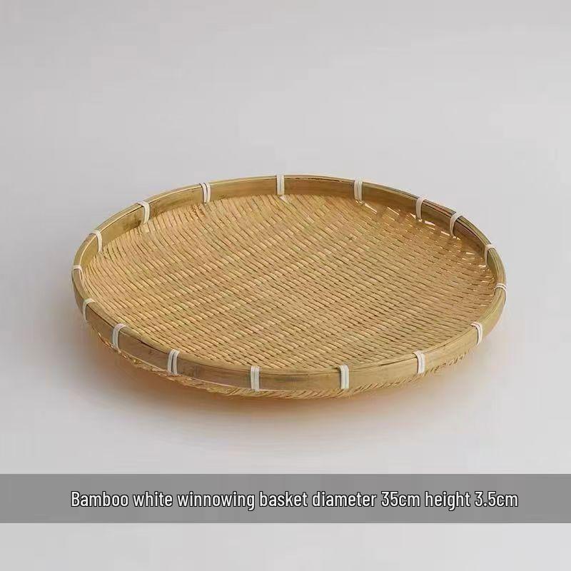 Handmade Bamboo Weaving Tray: Round, No Holes, Ideal for Drying and Storage of Vegetables and More