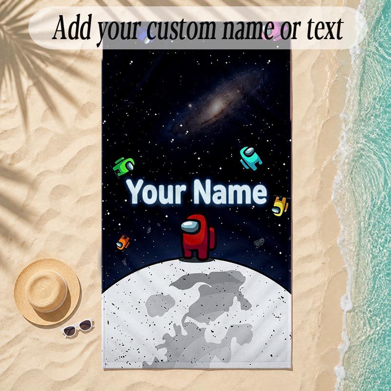 Beach TowelAmong Us Custom Name Text Personalized Soft Towel for Beach Pool Indoor Home Decor Gift