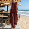 Women's 2 Piece Lounge Sets Sleeveless Crew Neck Top And Wide Leg Pants Outfit Summer Travel Vacatio Matching Sets