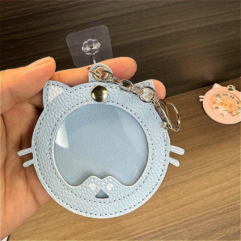 Kedi Şekli Çanta Rozet İğneleri Koruyucu Kılıf 58mm Anime Rozetler için Anahtarlık Kadın Deri Anahtarlık Araba Moto Kolye Doğum Günü Hediyesi