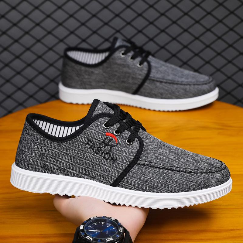 2025 Spring and Autumn New Shoes Men's Korean Version Trend Men's Casual Shoes Fashion Versatile Board Shoes Breathable Canvas Shoes Men