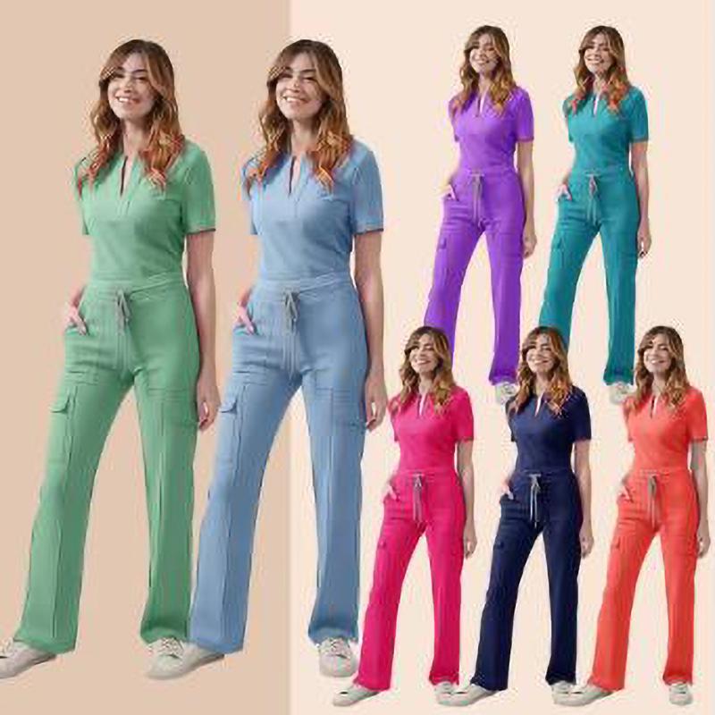 Medizinische Damen Krankenschwester Scrub Set Taschenhose OP-Saal Schönheitssalon Arbeitskleidung