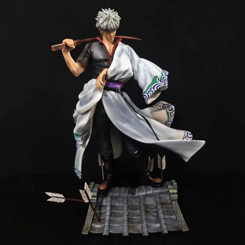 Sakata Gintoki Anime Gintama 2.0 Upgraded Roof Battle Gk Action Figure Pvc Desktop Decoration Trendy Children Toy Birthday Gift