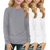 Children's Long-sleeved O-neck Top Solid Color Daily Casual(3pc)