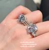 Bright Like The Star River Big Carat Gem Earrings, Rich Family Thousand Gold, Plated With 18K Gold, Sugar Cube Big Zircon Ring Ice Flower Cut