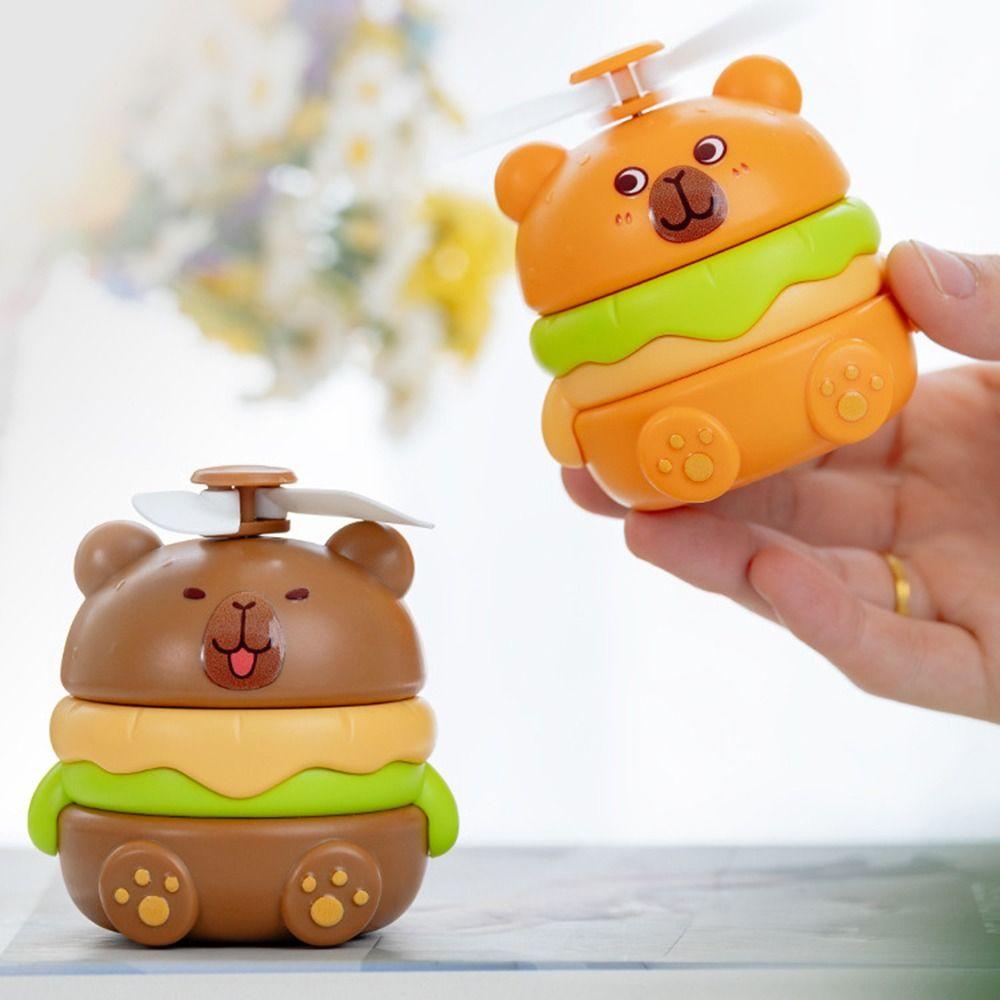 Low Noise Hamburger Bear Handheld Fan 3 Speed Personal Desk Fan Portable Cooling Fan  Household
