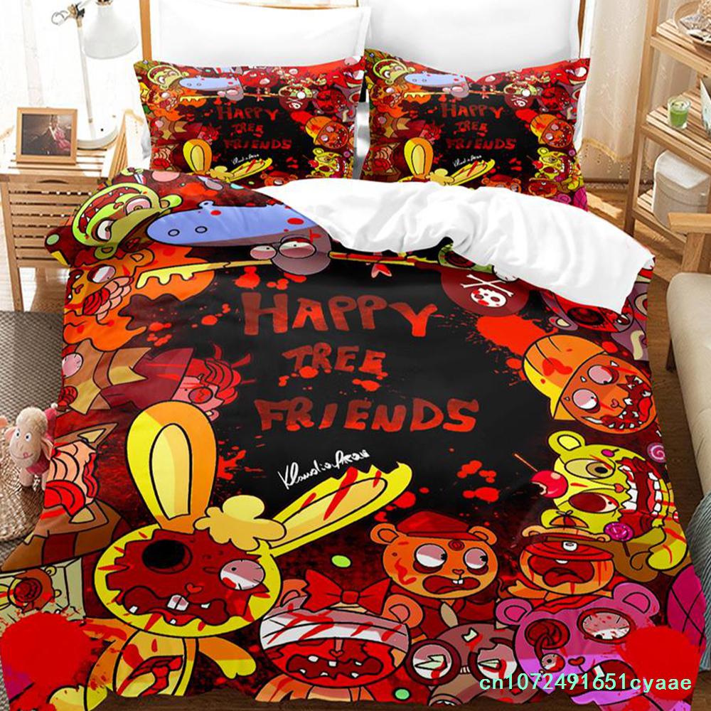 Happy Tree Friends Постельное белье Single Twin Full Queen King Size Bed Set Aldult Kid Bedroom Duvetcover Sets Anime