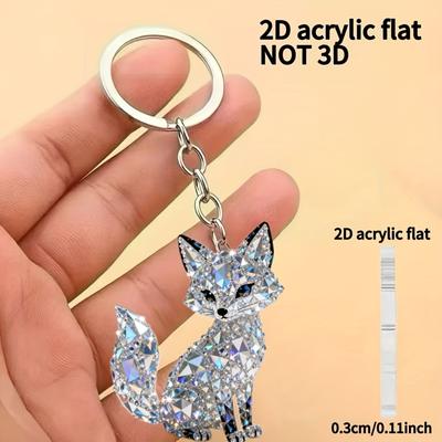 2D Flat Fox Keychain - Cute Anime Fox Acrylic Charm - Bag Pendant, Car Ornament, and Birthday/christmas/valentine's Day Gift