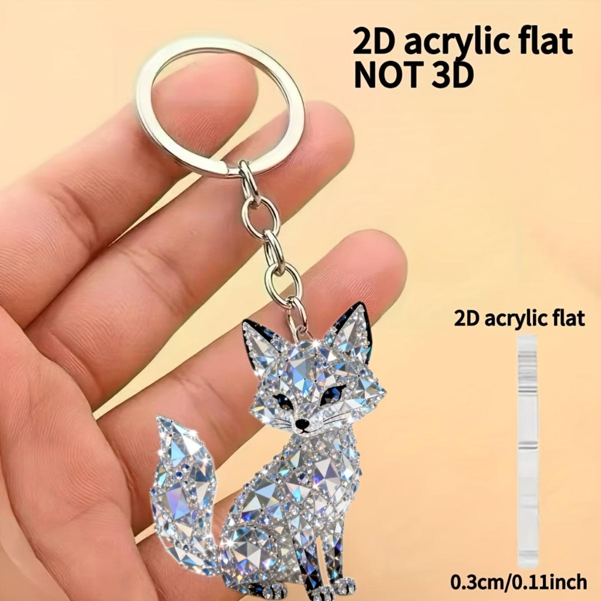 Forest Sunshine Home Unisex 2D Flat Fox Keychain - Cute Anime Fox Acrylic Charm - Bag Pendant, Car Ornament, And Birthday/Christmas/Valentine's Day Gift
