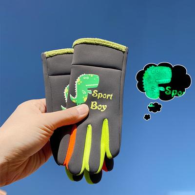 Gants d'hiver pour enfants, motif dinosaure fluorescent, cyclisme, sport, ski, coupe-vent, imperméables, pour garçons et filles