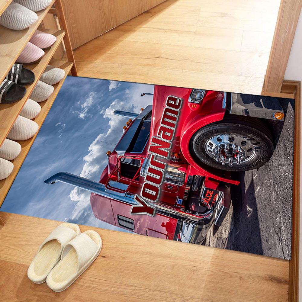 Peterbilt Heavy Trucks Customizable Name Floor Rug Office Rug Perfect for Entryway Study Room Game Room Playrooms Antislip Carpet Anime Office Decor