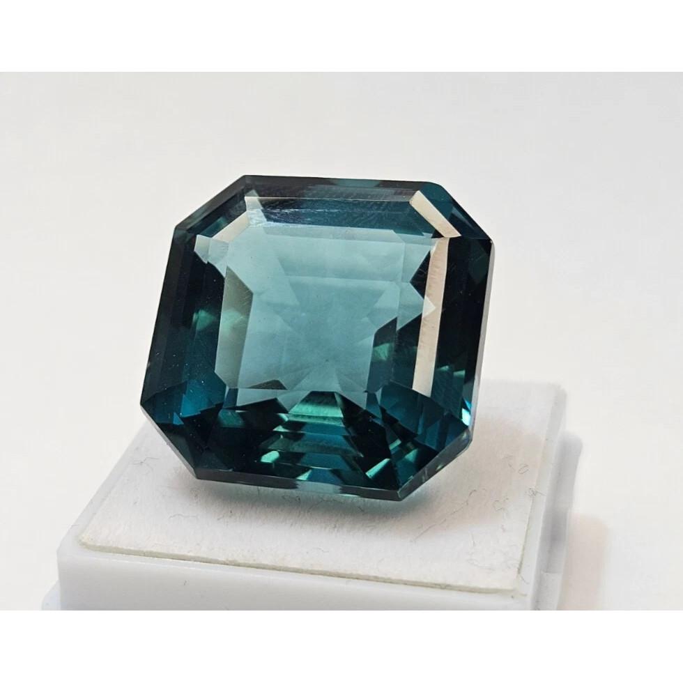 Beautiful Teal Blue Tourmaline Natural Asscher Cut 40 Ct Certified Gemstone