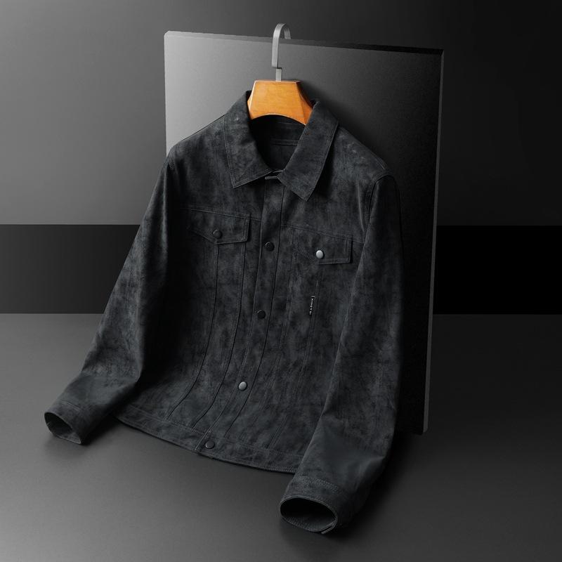Leather jacket autumn and winter new trend handsome PU leather jacket lapel jacket men's fashion top