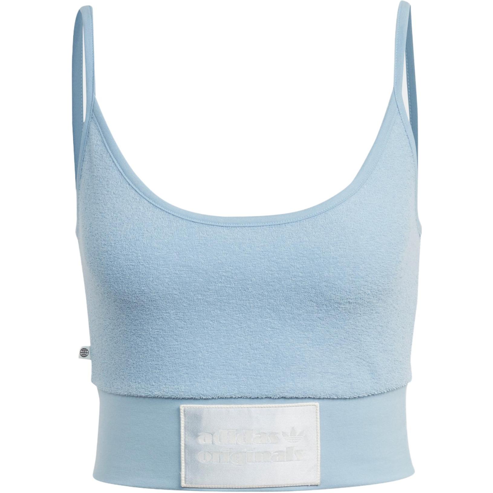 Adidas Originals Towel Terry Slim Fit Pullover Bra Top Women Blue IC8525 L
