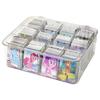 IKY Card Storage Box, Large Capacity, with Lid, Stain-Resistant Dividers, PSA Loader Compatible, Clear