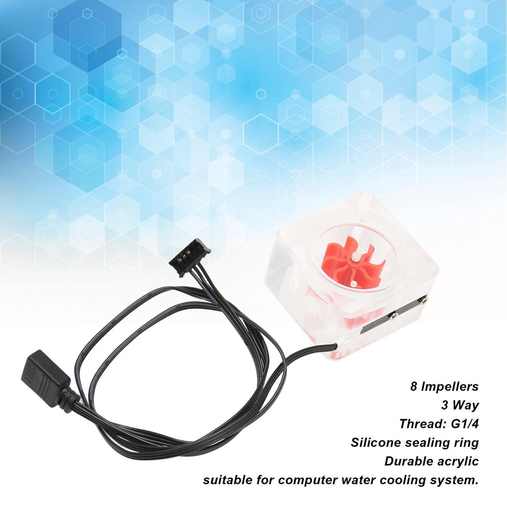 Water Cooling   Meter G1Celsius4 Thread 8 Impeller 3 Way   Acrylic Revolving Speed Meter for Computer