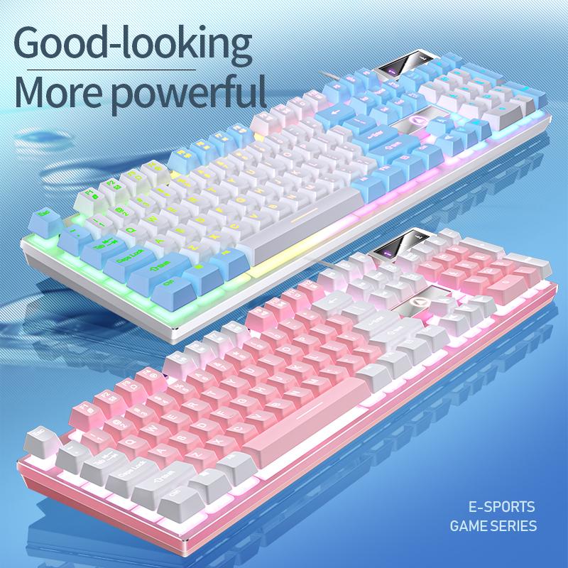 Tastiera da gioco a 104 tasti Tastiera cablata Colore corrispondente Retroilluminato Sensazione meccanica Computer Periferiche e-sport per laptop desktop
