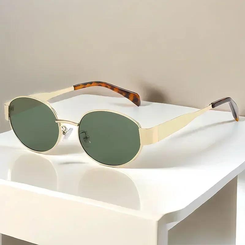 Ovale Zonnebrillen voor Dames Heren Trendy Metalen Frame Zonnebrillen Klassieke Tinten