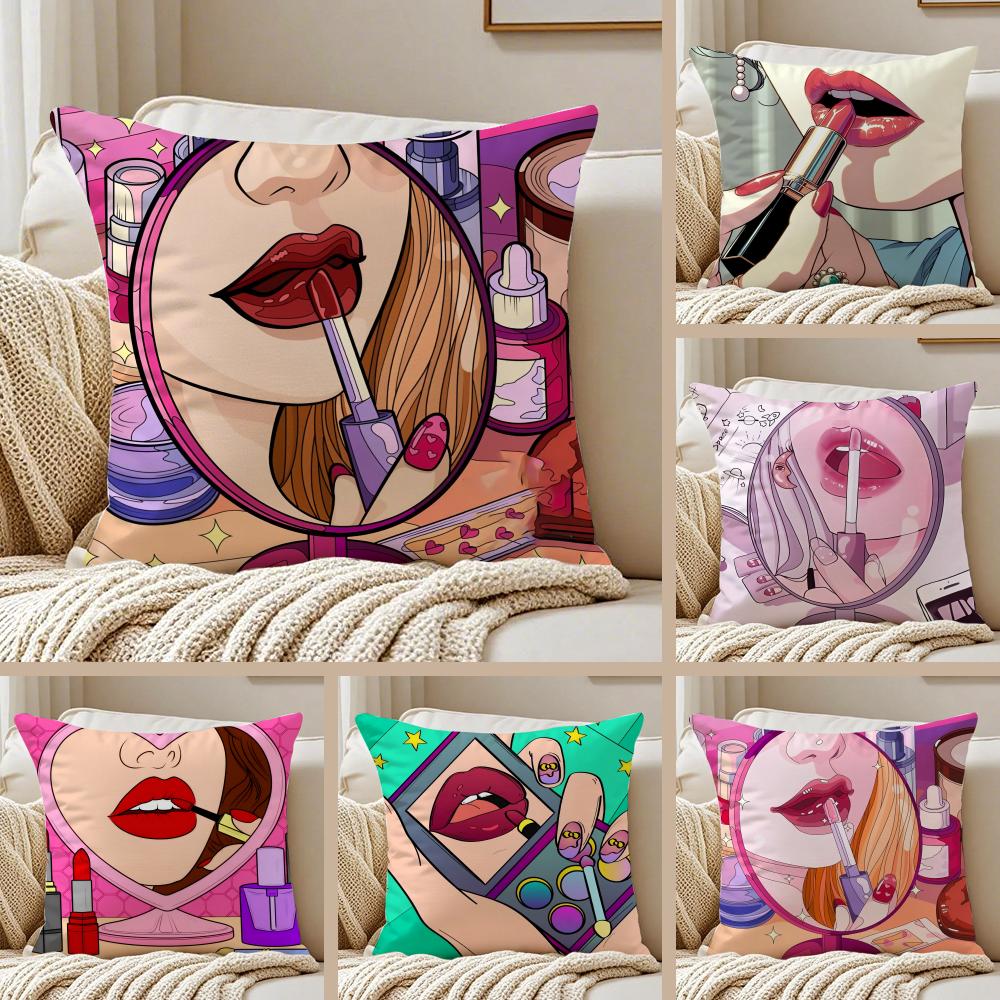 Ins Style Beauty Makeup Cushion Cover Silky Short Plush Sofa Pillow Cover Hidden Zipper Soft Dustproof Case for Home Decor
