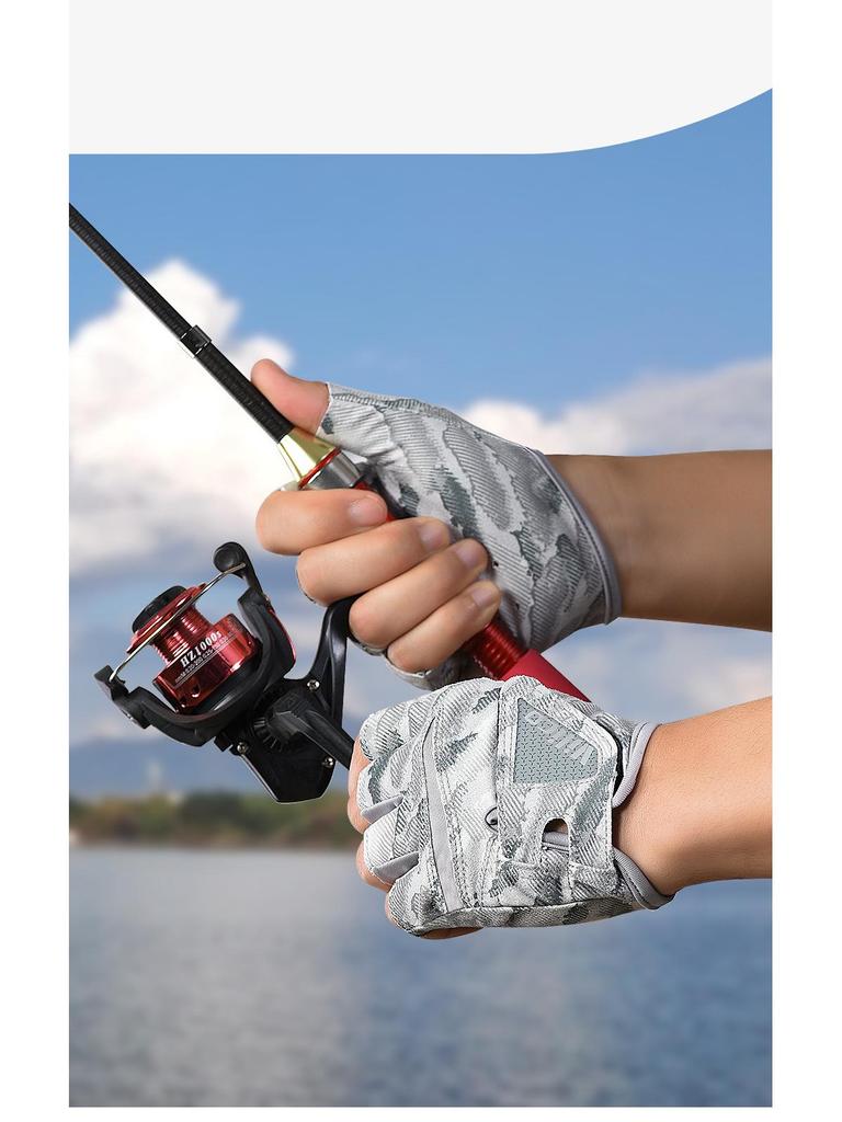 Vilico Summer Breathable Half-Finger Fishing Gloves - Skin-Friendly and Soft for Outdoor Lure Fishing