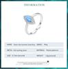 BAMOER 925 Sterling Silver Blue Synthetic Opal Devil's Eye Finger Ring Cubic Zirconia for Women Anniversary Gift Jewelry