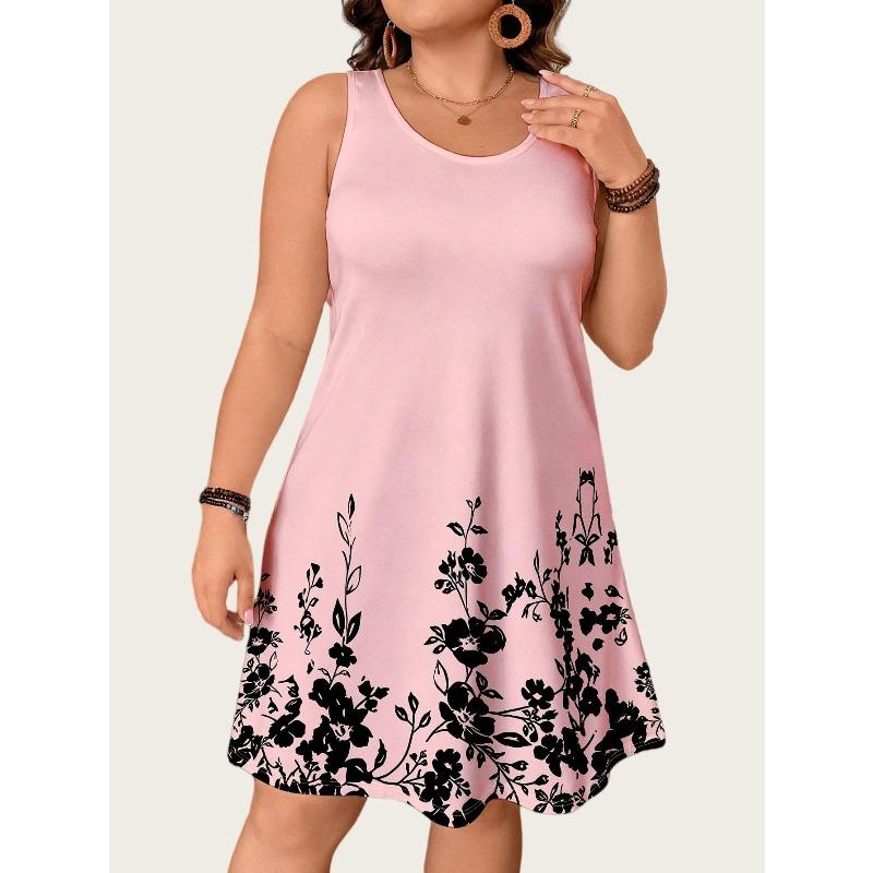 Women Abstract Geometric 3D Print Dress O Neck Sleeveless Loose Casual Mini Dress Summer Daily Outfit Dresses