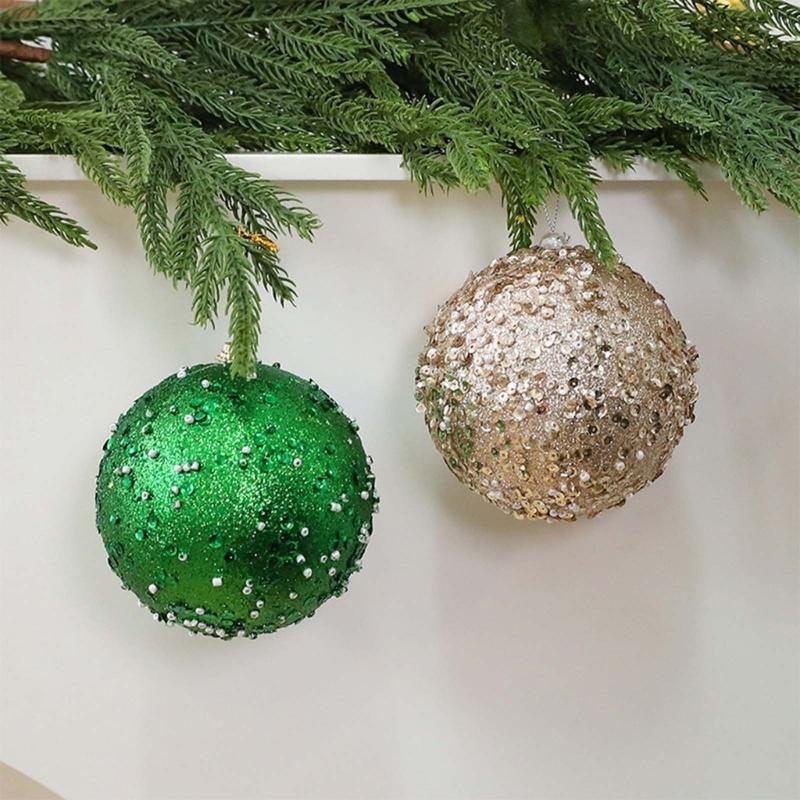 Reflective Foam Christmas Tree Decoration Pearls and Sequins Ball Feature Durable Portable Design Christmas Home Decoration