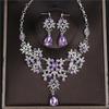 Fashion Necklace And Earrings Set - Leaf And Droplet Wedding Set - Bride's Jewelry Set