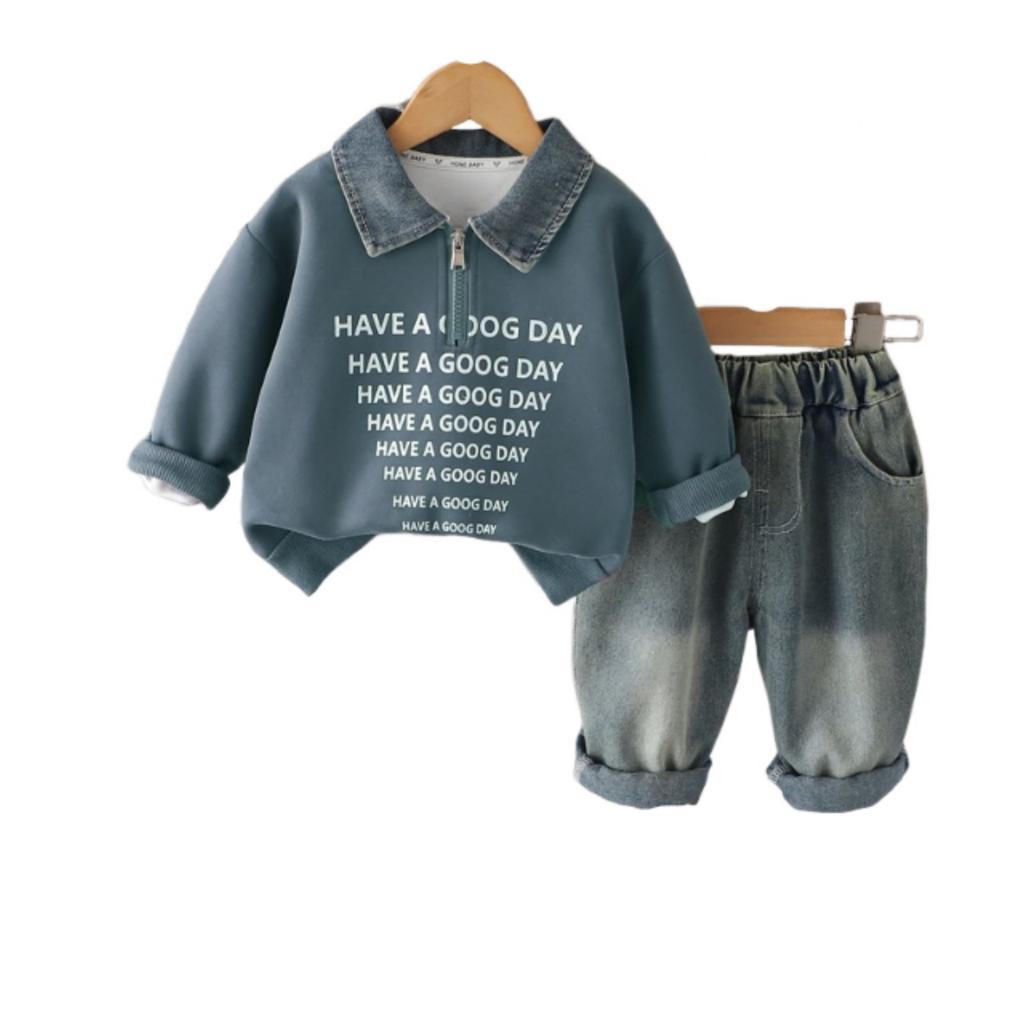 Kids Casual Long-Sleeve Set, Comfortable Daily Wear Outfits