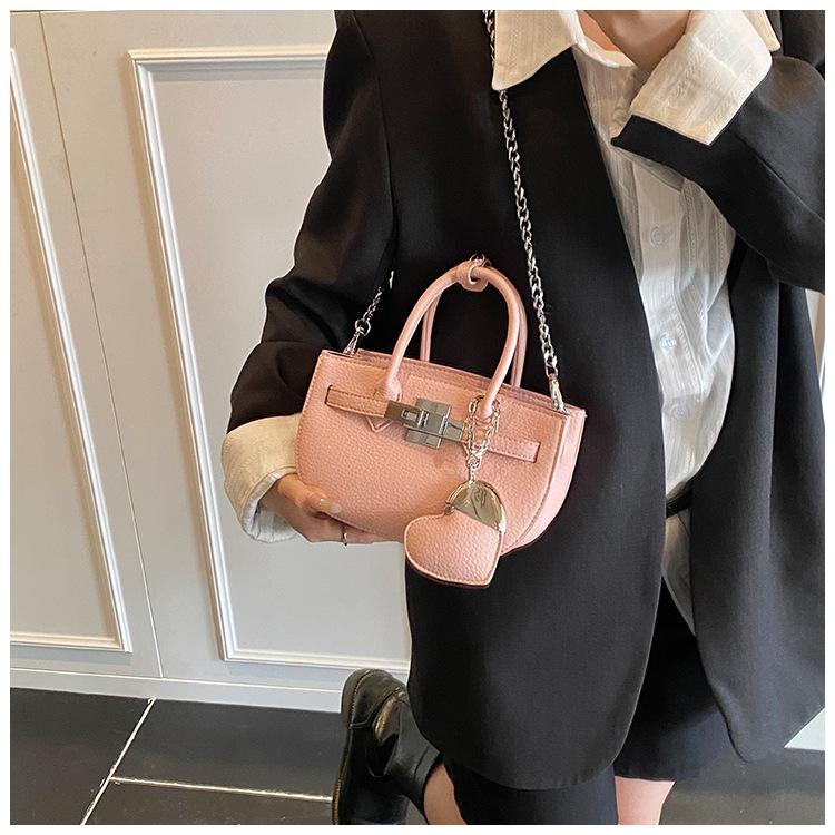 Versatile Lychee Pattern Hand Bag Women's 2025 New Fashion Chain Platinum Bag Summer Senior Messenger Bag