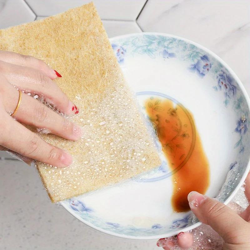 5pcs Coconut Fiber Scouring Pads - Non-Woven, High-Quality Reusable Exfoliating Pads for Kitchen, Bathroom, Living Room Cleaning