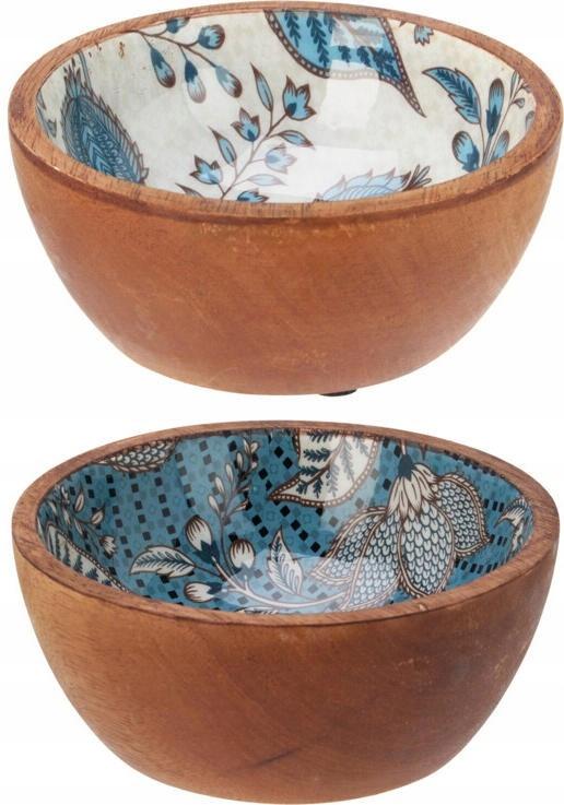 Miska z manga dřeva 12x12x5 cm s modrým vzorem dekorativní a přírodní 1ks