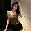 Summer New Sweet and Spicy Style Striped Chain Knitted Sling Vest Female Slim and Thin Fashion Temperament Versatile Top
