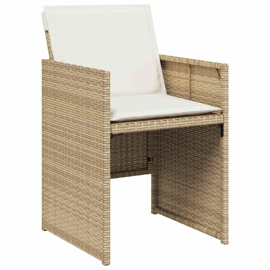 Garden Dining Set with Cushions 9 pcs Beige Poly Rattan