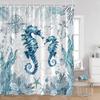 Blaue Meeresschildkröte Duschvorhänge Aquarell Seestern Fische Seegras Ozean Badevorhang Set Stoff Heim Badezimmer Dekoration mit Haken