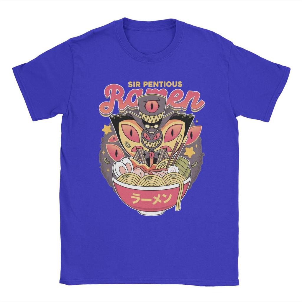 Men T-Shirt Hazbins Hotels Sir Pentious Ramen Vintage Cotton Tee Shirt Short Sleeve T Shirts Round Neck Clothes Graphic Printed