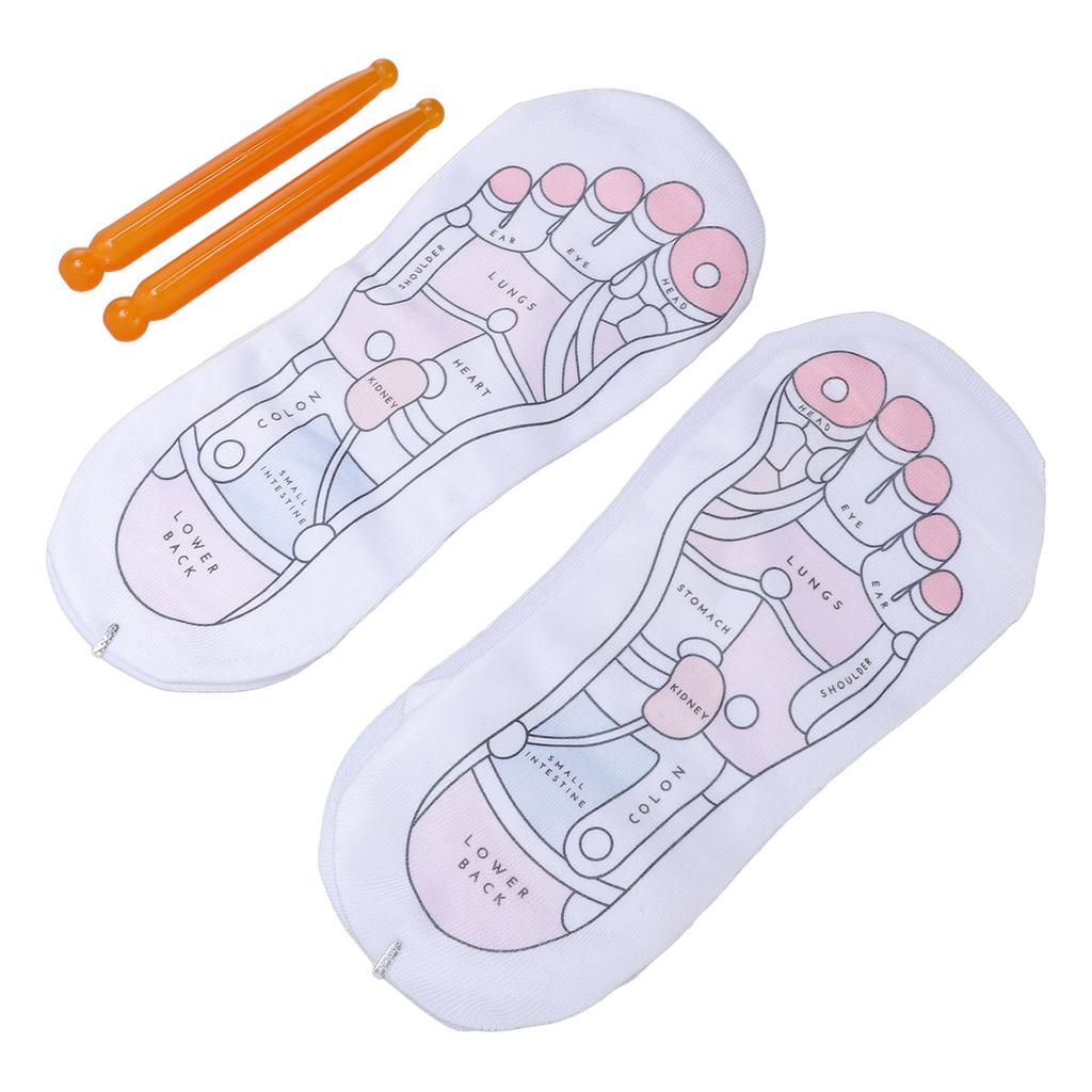 2 Pairs Socks with 2pcs Sticks Unisex Cotton Soft Anti Slip Socks Trigger Point Sticks Set