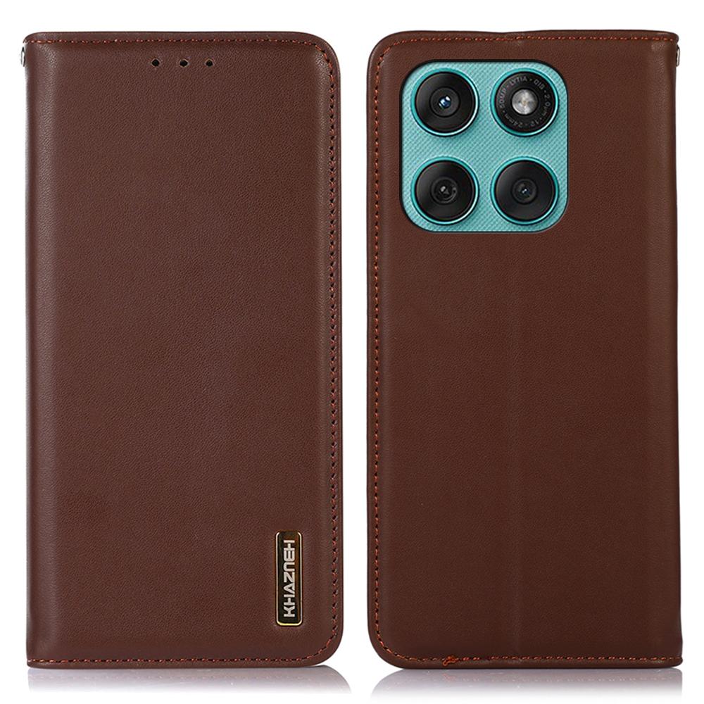 KHAZNEH For Motorola Edge 60 5G/60 Fusion 5G/60 Pro 5G Case Wallet Genuine Cow Leather Phone Cover Nappa Texture