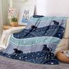 1pc Night Cats Lightweight Flannel Blanket, Comfortable and Warm Blanket, for Office and Camping Sofa Bed, Livingroom172